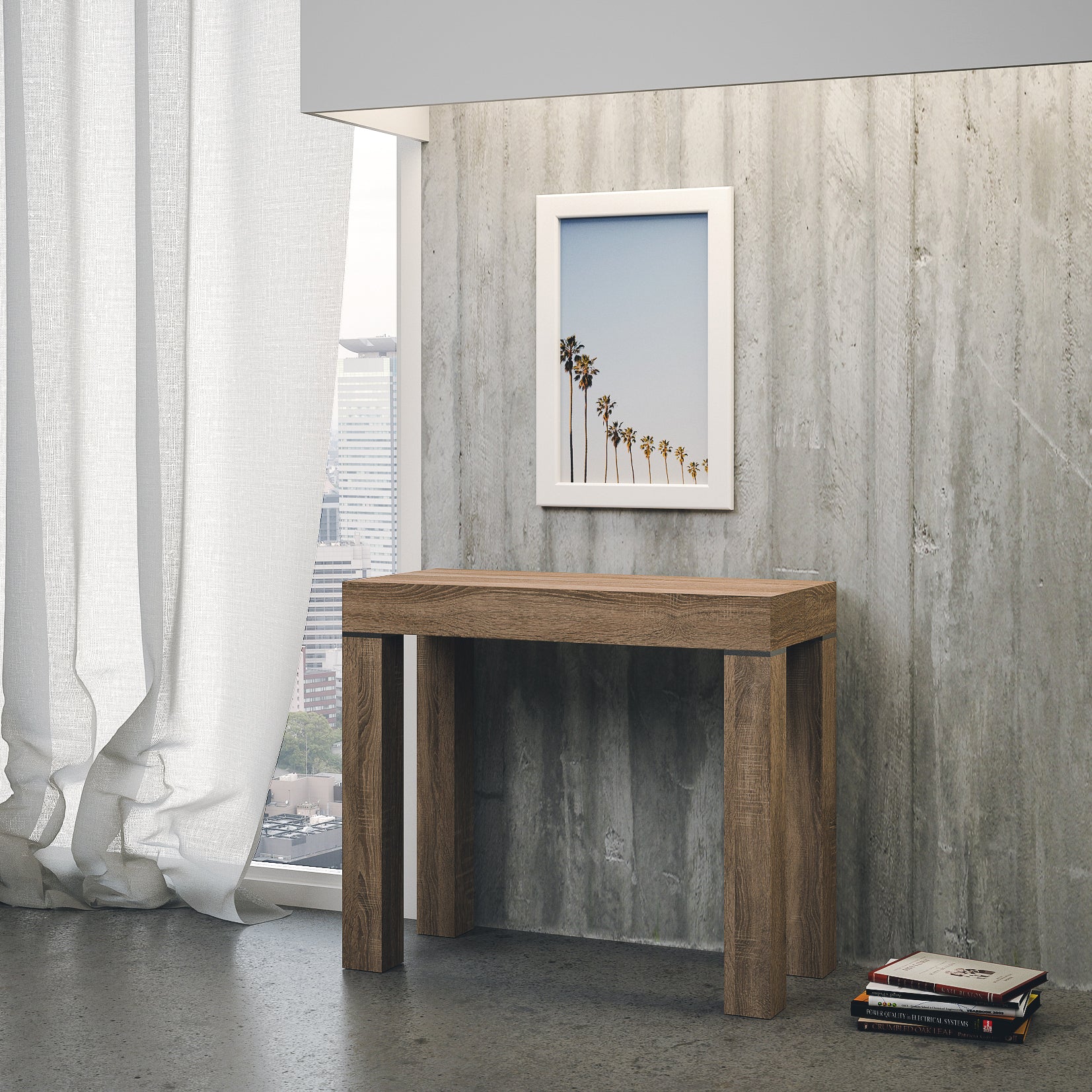 Consolle da ingresso rovere scuro allungabile in tavolo con ...